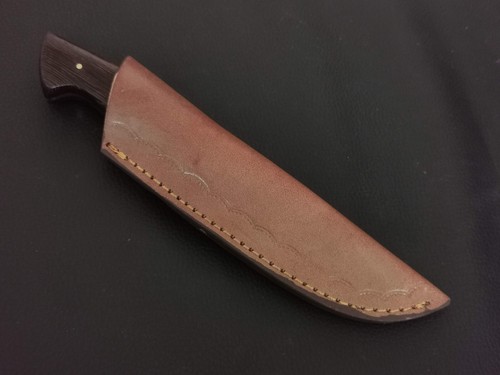 8.5" CUSTOM HAND MADE DAMASCUS STEEL SKINNER KNIFE ROSEWOOD HANDLE W/SHEATH 5432 - Picture 6 of 7