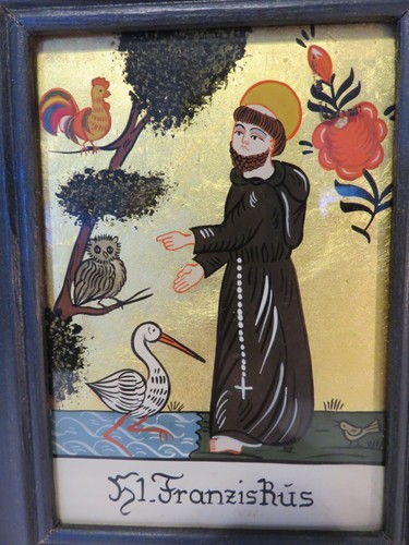 Vintage Orthodox St. FranzisKus (Francis) Gilt Icon Framed - Picture 2 of 3