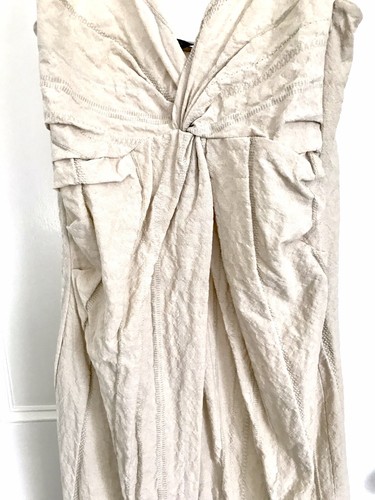 Zara Rustic Long Textured Dress With Knot & Front Vent In Sand M BNWT LAST ONE - Picture 7 of 14