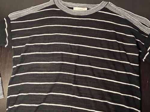 LOFT Ann Taylor Cold Shoulder Long Sleeve Striped Knit Sweater Black White Sz M - Picture 4 of 16