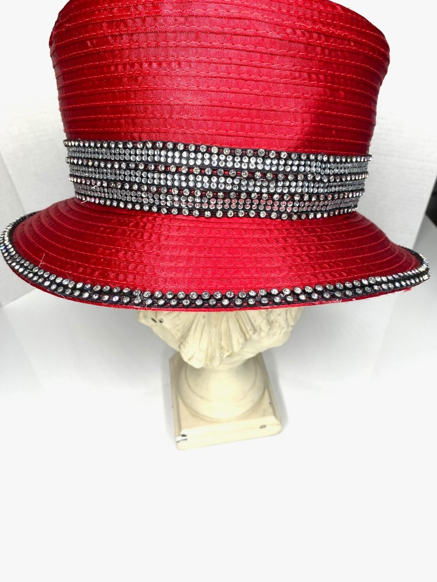MR. SONG Millinery Red High Top Hat Club Society Crystal