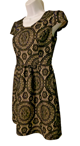 Sweet Storm Dress Cut Out mini short empire waist M boho black & tan fit & flare - Picture 8 of 8