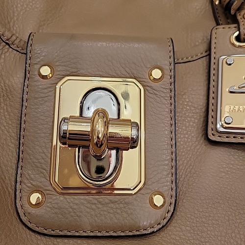 B. Makowsky Purse Soft Leather Tan Magnet Closure Shoulder Bag Gold Hardware - Picture 3 of 13