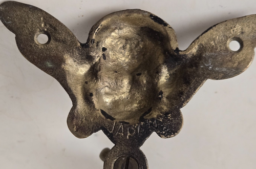 Menge Glo-Mar Kunstwerk 4 Vintage verzierte Messing Engel Cherub Haken und Hängestange - Bild 10 von 10
