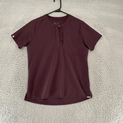Figs Scrub Top Womens Small Henley PO# 2538 Shirt Nurse Doctor Hospital Burgundy