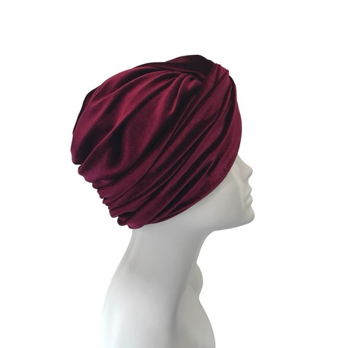 Dark Red Festive Velvet Twisted Turban Hat Vintage Style Hair Turban Head Wrap - Picture 8 of 14