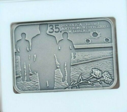 2017 POLAND SILVER 20 ZLOTYCH LUBIN UPRISING ANNIVERSARY NGC MS 70 ANTIQUED - Picture 2 of 5