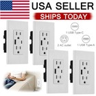 4 X USB C Outlet Type C + A Receptacle in-Wall Charger Plate 15A UL Listed White
