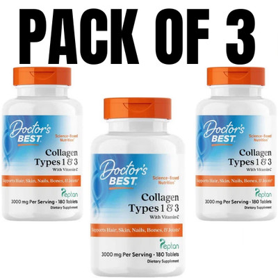 Collagen Types 1 & 3 with Vitamin C   180 Tablets (Pack of 3)