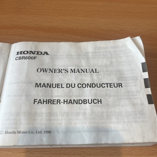 Honda CBR600F 1996 Owners Manual/ Handbook - Picture 3 of 3
