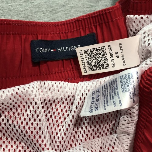 Tommy Hilfiger Swim Trunks Mens S Embroidered Logo Drawstring Beach Vacation Red - Picture 2 of 11