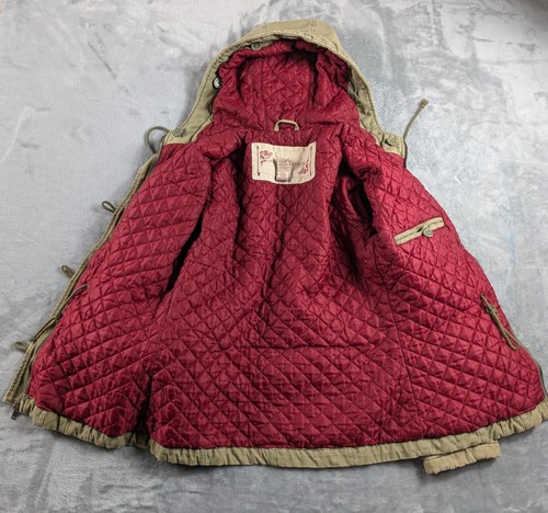 VTG Abercrombie & Fitch Jacket Women M Green Military Hooded Quilted Utility 90s - Picture 6 of 18