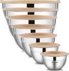 7 Piece Metal Mixing Bowls with Lids for Kitchen, Stainless Steel Set Ideal