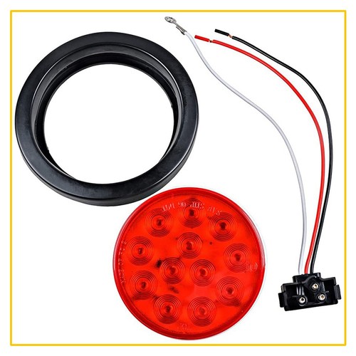 Combo Red +White 4" Round Trailer Light 10 LED Stop Turn Tail Truck Sealed A - Picture 4 of 19