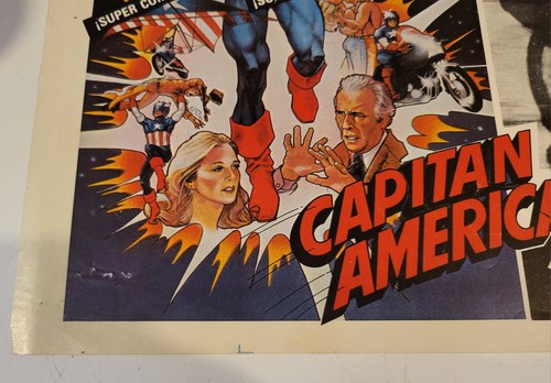 Rare vintage 16"x12" 1979 Marvel Captain America Mexican film/movie lobby poster - Imagen 4 de 7