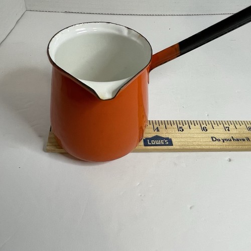 Orange Enamelware Yugoslavia Coffee Ladle Dipper Butter Syrup Warmer w/Spout #6 - Picture 6 of 6