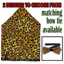 Leopard Pocket Square  Bow Tie Wedding Prom New Year Party Formal Christmas