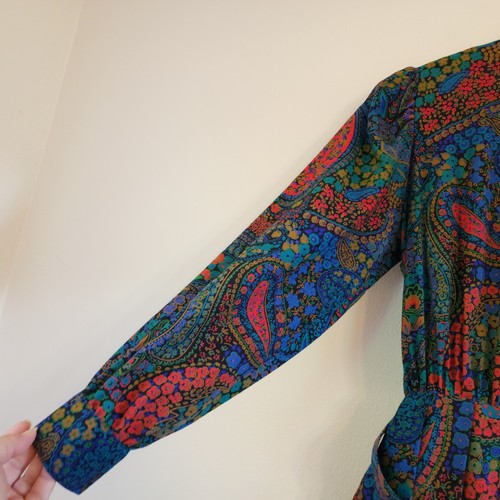 Vintage Alexon Midi Dress Paisley Print Long Slv Wool Blend Women 10US Retro 90s - Bild 7 von 22