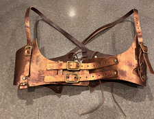 High quality leather underbust corset bronze metallic steampunk