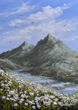 Edelweiss in Mountains Original Oil Painting Nature's Majesty Bloom of edelweiss
