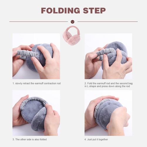 Foldable Earmuffs Ear Warmers Unisex Winter Warm Ear Covers (Pink) ear warmers - Imagen 4 de 12