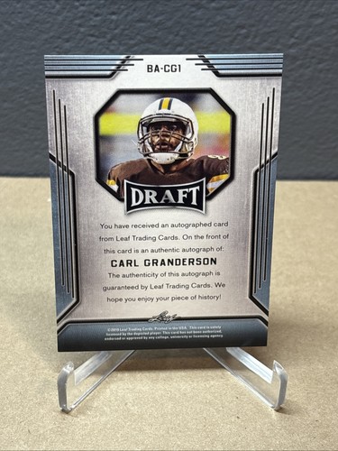 Carl Granderson 2019 Leaf Draft Gold Rookie Auto #BA-CG1 New Orleans Saints - Picture 2 of 3