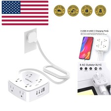 6 Ft Surge Protector Power Strip - 8 Widely Outlets with 4 USB Ports, 3 Side ...