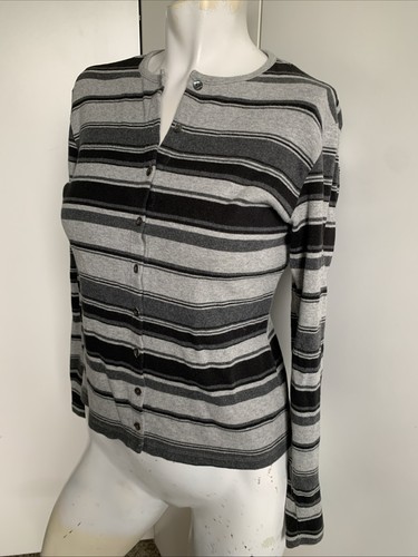 Ann Taylor Gr. Small grau gestreiftes Langarmhemd zum Knöpfen 100% Baumwolle - Bild 2 von 5