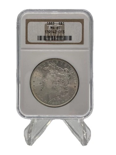 1883 P Morgan Silver Dollar, NGC graded MS65. Gem.