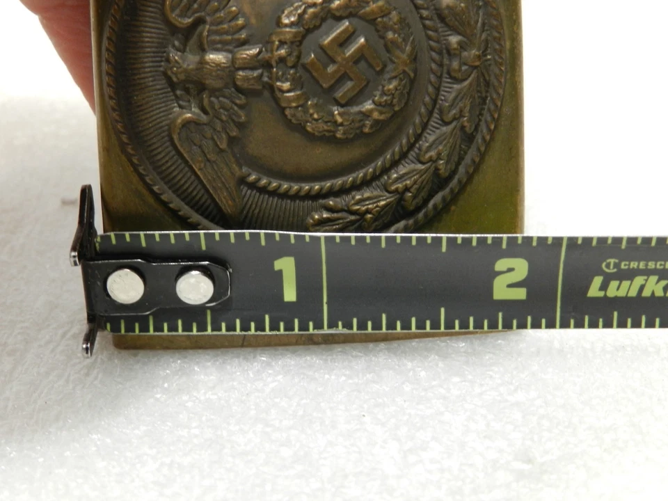 Hebilla de cinturón de latón original alemana de la Segunda Guerra Mundial SA EM/NCO (A21JJ?) Foto 3 de 4