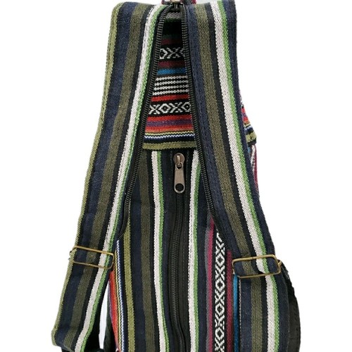 Convertible Hemp Backpack Sling Bag Boho Tribal Stripe Travel Packable Eco Nepal - Picture 10 of 20