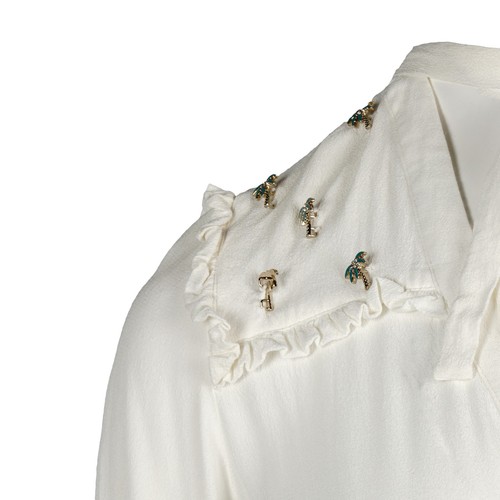 Maje Women's Top Size 1 / S Embellished Tie Neck E19CIL - Picture 2 of 9