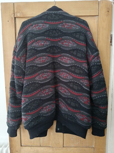 Vintage Coogi Style Suede Knitted Jacket Over Coat Thick 90s XL Celio - Picture 5 of 24