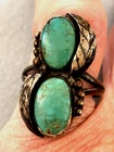 Vintage 1970's Dead Pawn NAVAJO TURQUOISE and STERLING SILVER Ring (TW 4.4grams)