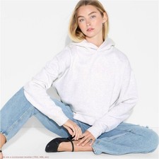 Women's Oversized Hooded Pullover Sweatshirt Gray M SEE DEAL  