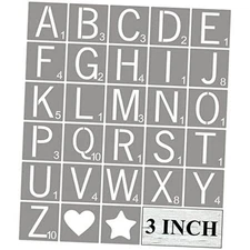 Scrabble Tile Letter Stencils 3 Inch - 28 Pack Scrabble Style Alphabet Stencil 