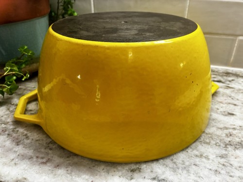 VTG Copco Denmark D3 4 Qt Yellow Cast Iron Dutch Oven MidCentury~Exceptional L44 - Picture 9 of 16