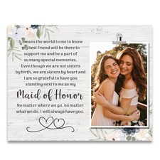 Maid of Honor Pitcure Frame Maid of Honor Gift for Wedding Day Bridesmaid Gif...