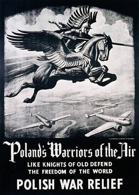 Historic Poland's Warriors of the Air Polish War Relief WWII Propoganda Postcard
