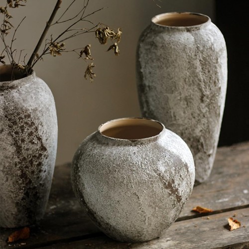 Vaso di fiori rustico in ceramica, vaso da terra alto vintage arredamento casale, grande va... - Foto 7 di 7