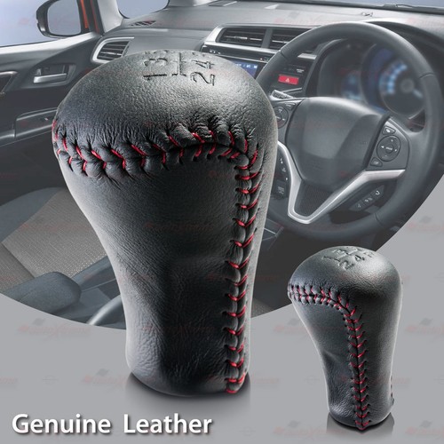 Compatible w/ Toyota only 5 Speed MT REAL BLACK Leather w/ RED Thread Shift Knob - Picture 6 of 6