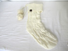 UGG Home Ivory Color Cable Knit Christmas Stocking With Furry Pom Poms