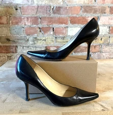 Jimmy Choo London Black Leather Stiletto High Heel Pumps - Size 41 / US 10