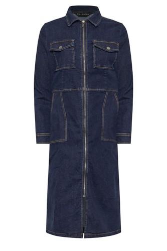 PixieGirl Petite Women's Zip Denim Dress - Picture 5 of 7