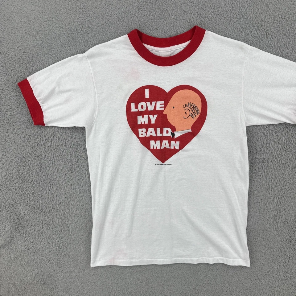 Camiseta De Colección Tennessee River Años 80 M Blanca Timbre 1988 I Love My Bald Man Gráfica Foto 3 de 4