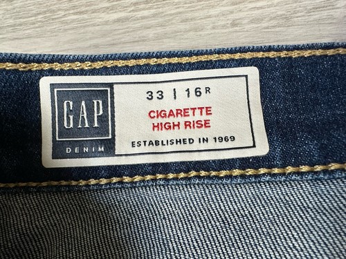 Gap Cigarette High Rise Jeans Blau Denim Cut Off Boho 33/16R (eigentlich 36X25,5) - Bild 10 von 17