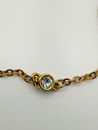 Nolan Miller Necklace Gold Tone 3 Rhinestones Elegant Classic 18" - Picture 2 of 7
