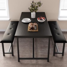 Small Kitchen Table Set with 2 Upholstered Bench, Dining Table Set Dining Room