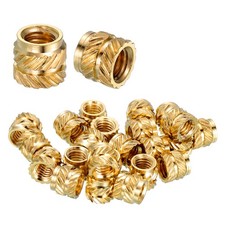 25 Pcs #8-32UNC x 1/4" l x 6.3mm OD Pure Brass Heat Set Threaded Inserts