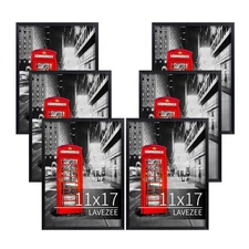 11x17 Picture Frame Set of 6, Made to Display 11 by 17 Inch Poster Photos for...